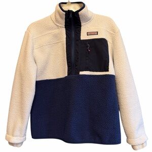 Vineyard Vines Women’s Sherpa SuperShep Color Block Small Navy/White
